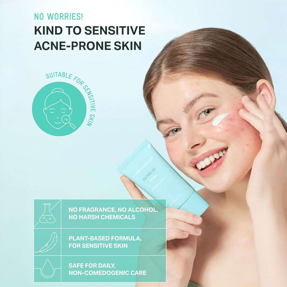 Tea Tree Cica Fresh Sun Cream SPF 50+ PA++++ Korean Tinted Mineral Sunscreen