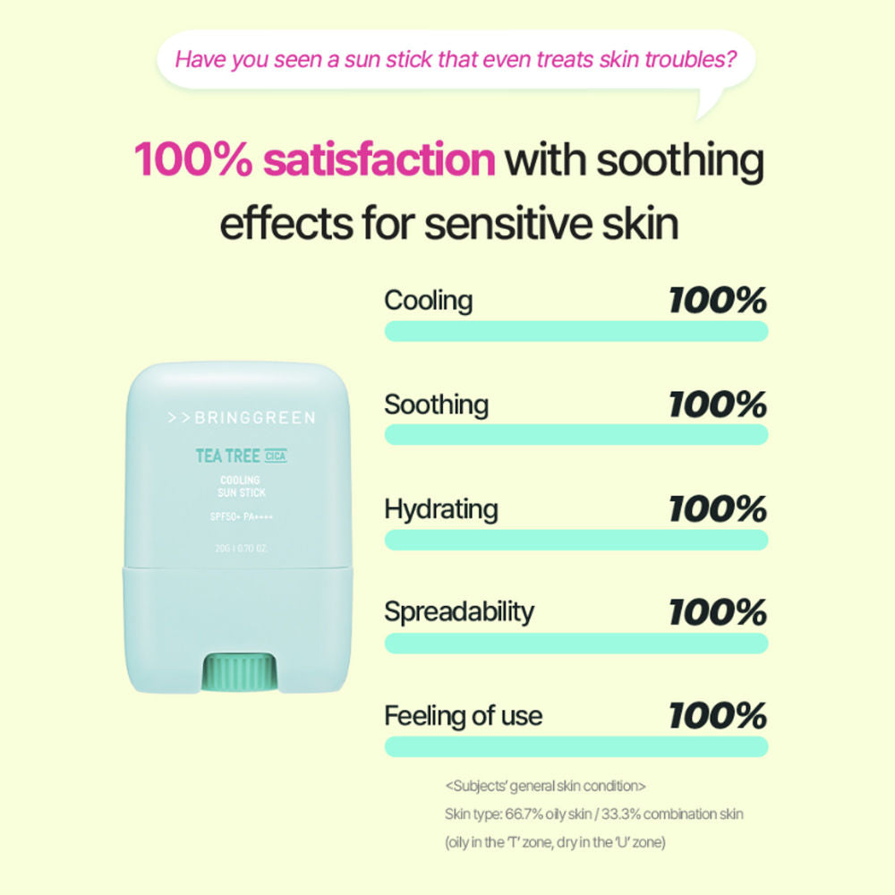 Tea Tree Cica Cooling Sun Stick SPF 50+ PA++++ For Acne-Prone & Sensitive Skin