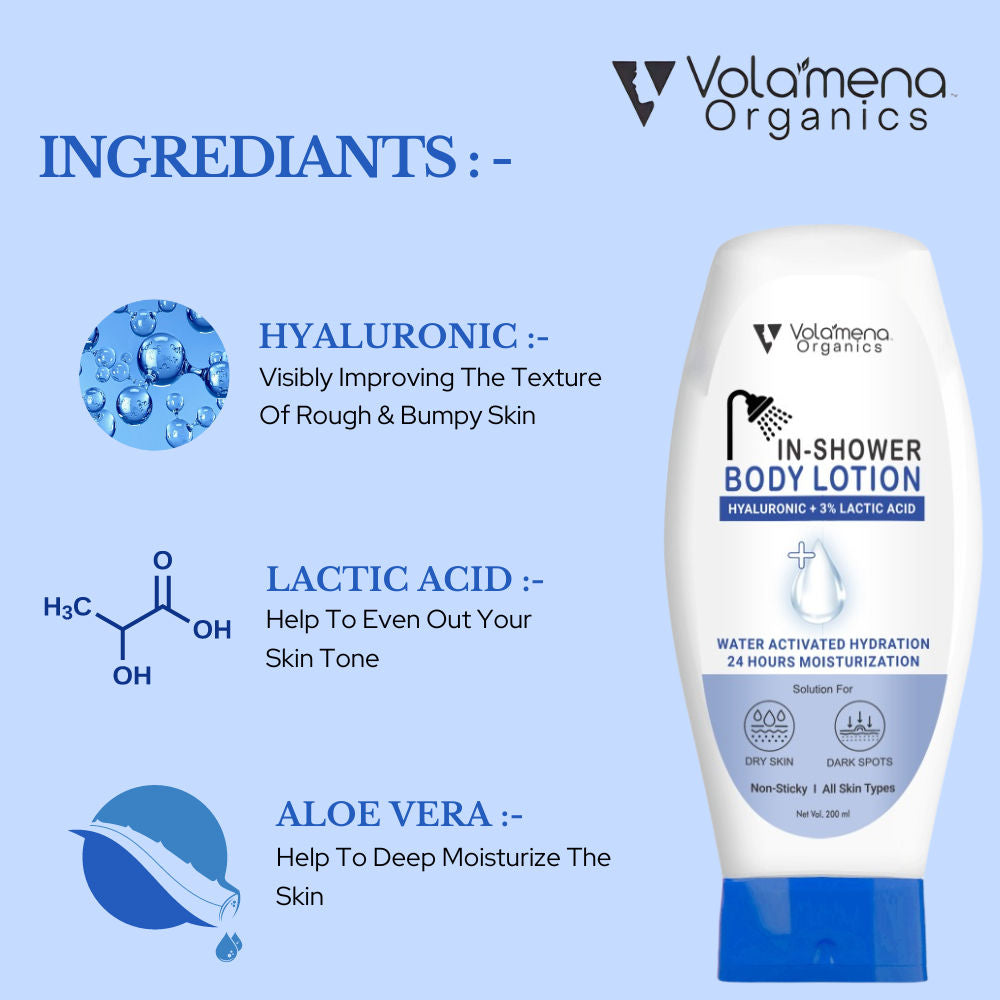 Hyluronic + Lactic Acid In-Shower Body Lotion With Aloevera