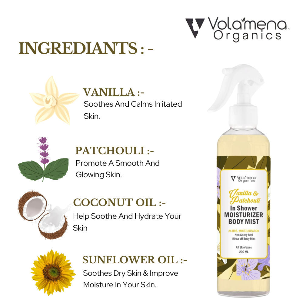 Vanilla & Patchouli In Shower Moisturizer Body Mist
