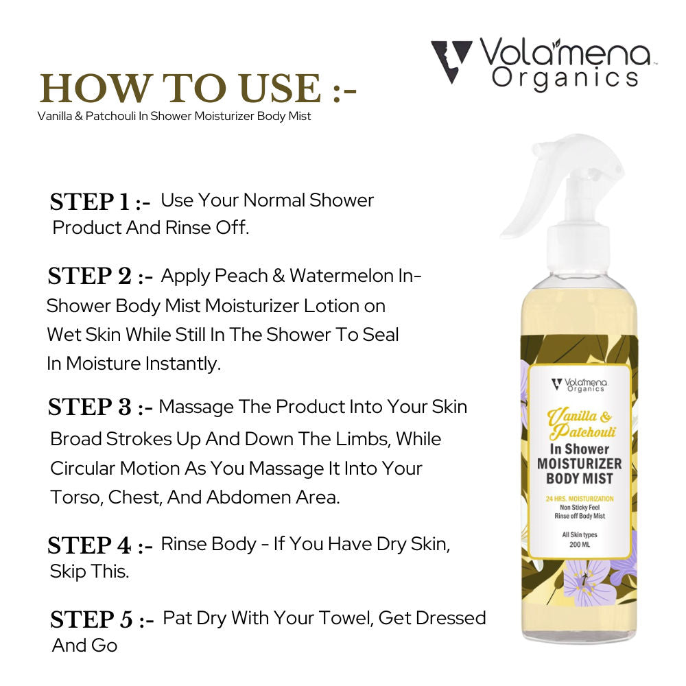 Vanilla & Patchouli In Shower Moisturizer Body Mist