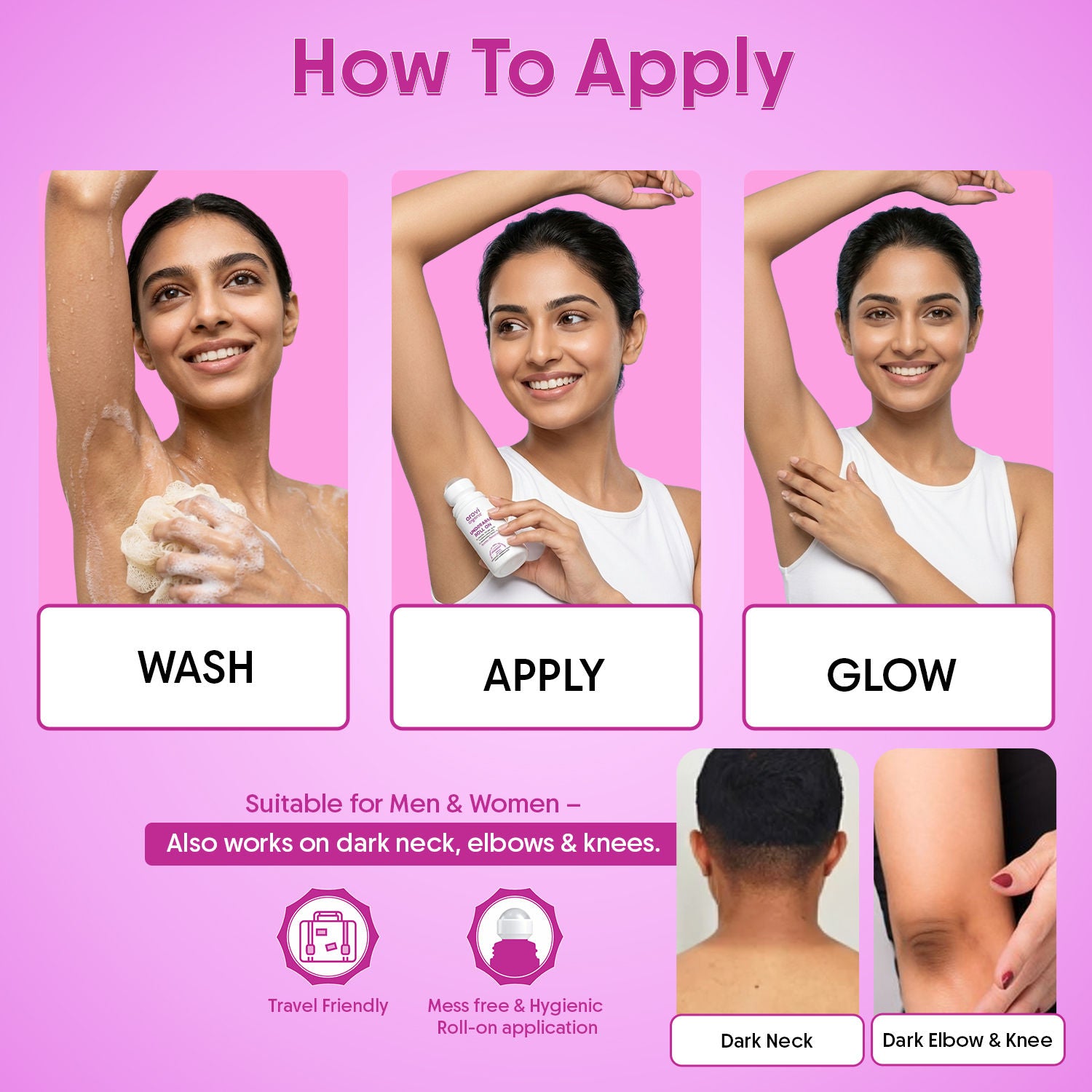 Whitening Underarm Roll On-5% AHA BHA + Kojic Acid For Dark Underarms & Odor Control