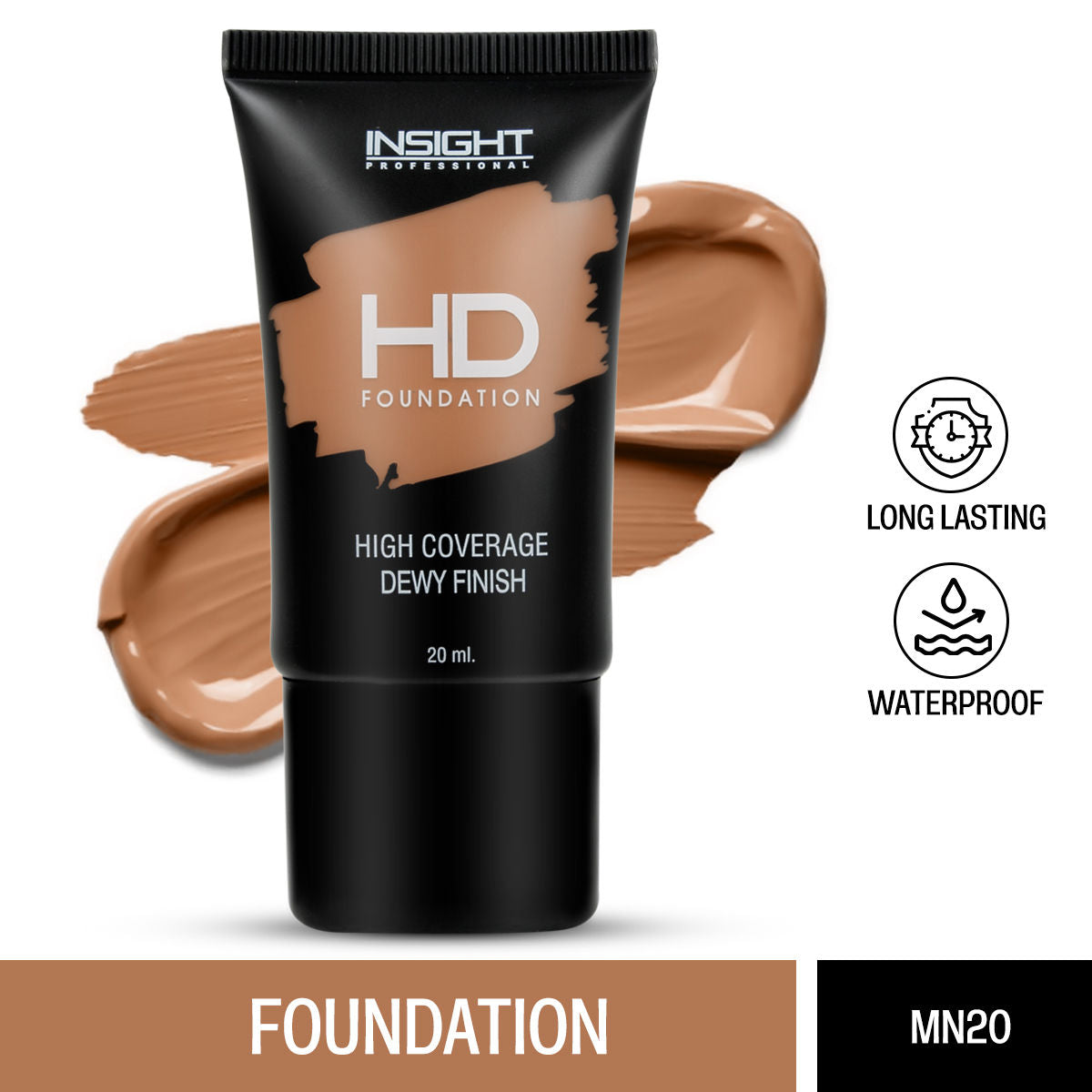 Hd Foundation, Dewy Weightless Finish, Waterproof & Long Wear - Mn 20