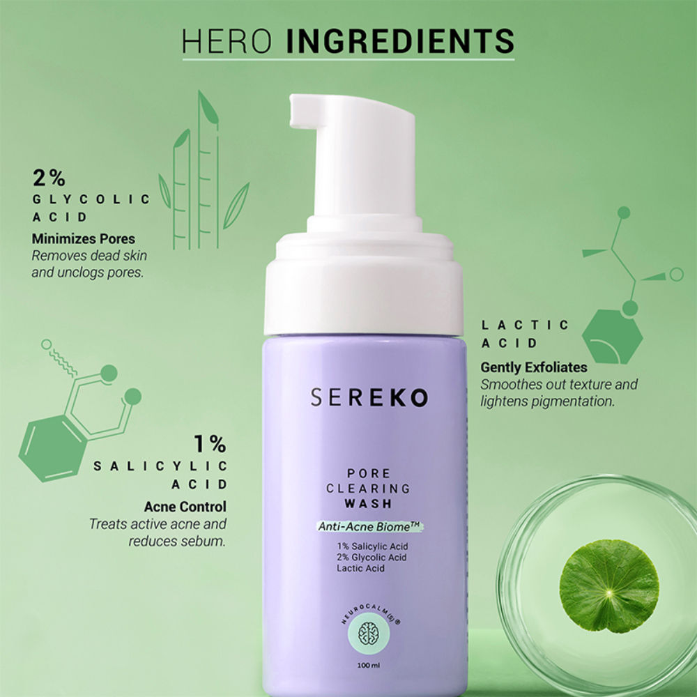 Pore-Clearing Face Wash with 1% Salicylic Acid, 2% Glycolic Acid for Active Acne,Oil Control
