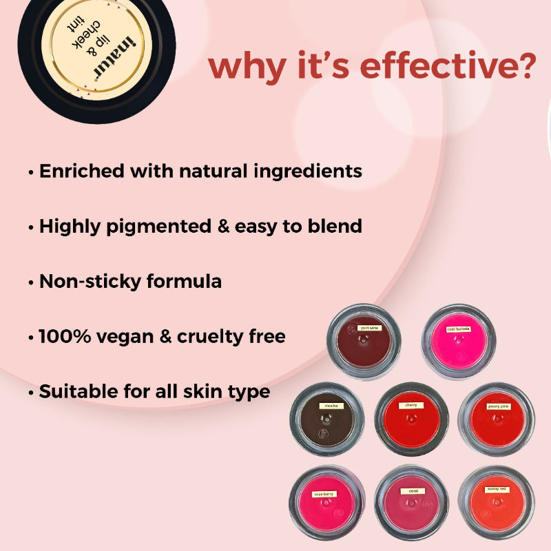 Lip and Cheek Tint Coral and Port Wine with Shea Butter and Organic