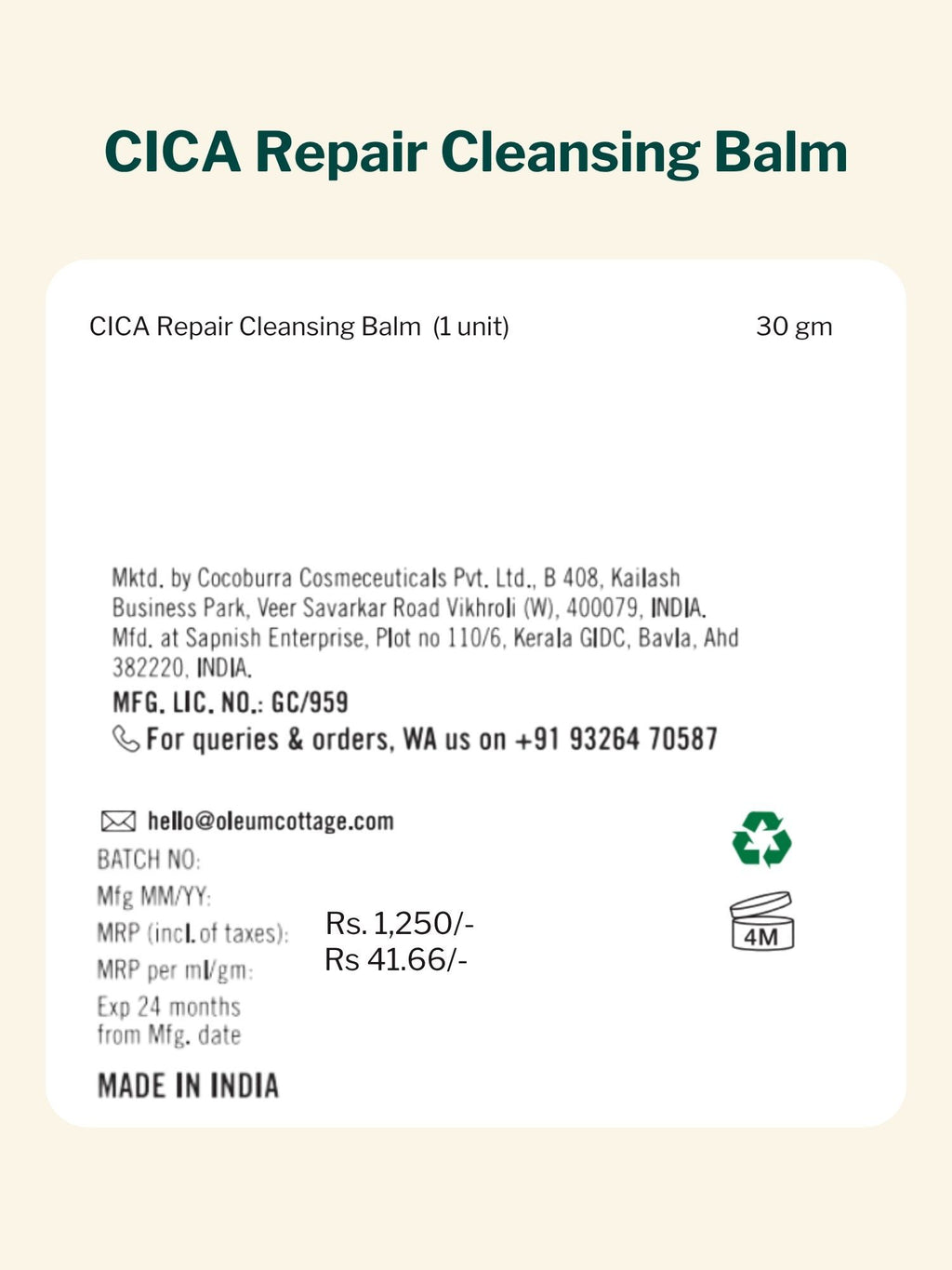 Cica Repair Cleansing Balm