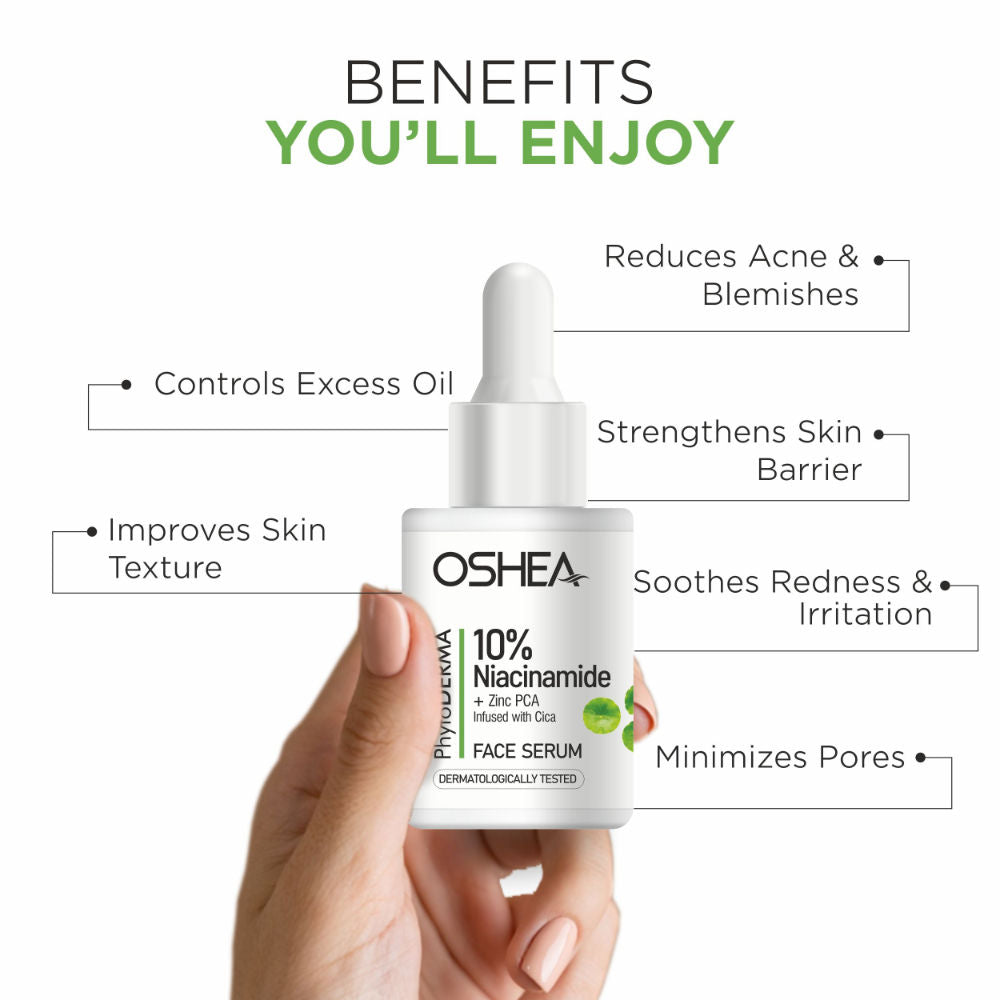 Phytoderma Face Serum With 10% Niacinamide, Zinc & Cica Extract Reduces Acne Blemishes