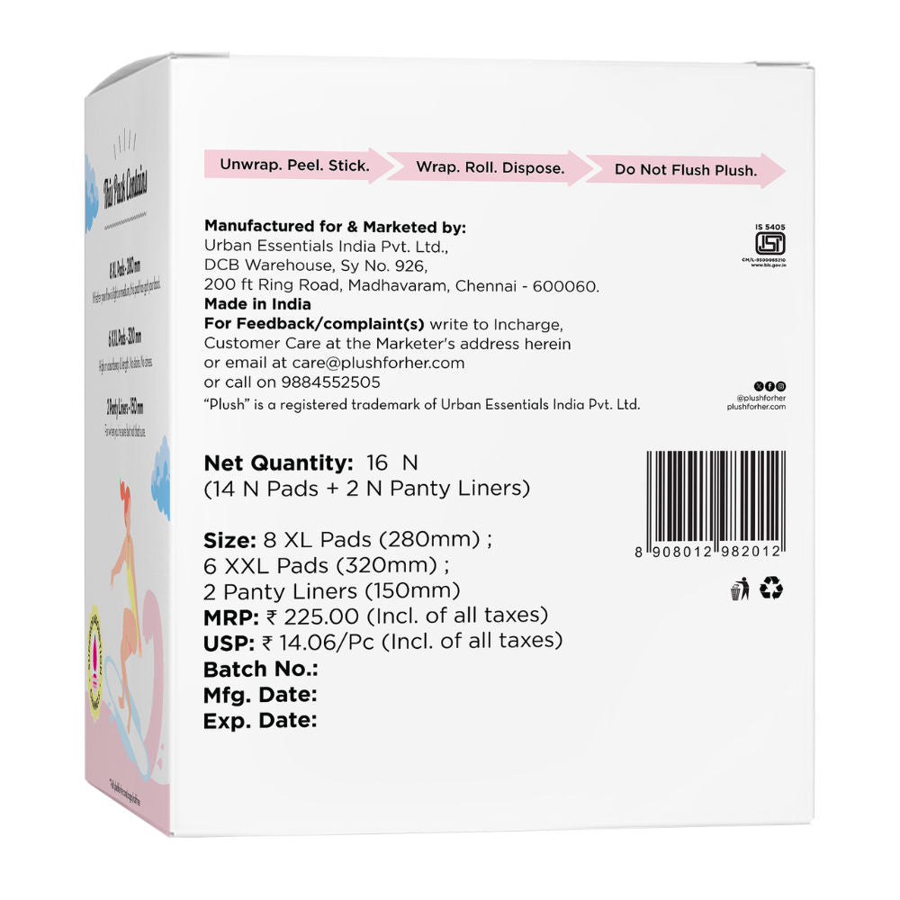 Sanitary Pads 100% Cotton Rash-Free - 4XL + 3XXL+ 2 Free Liners