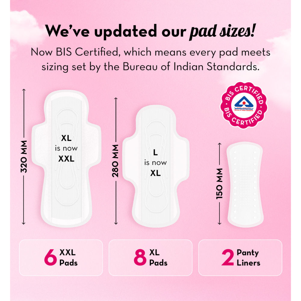 Sanitary Pads 100% Cotton Rash-Free - 4XL + 3XXL+ 2 Free Liners