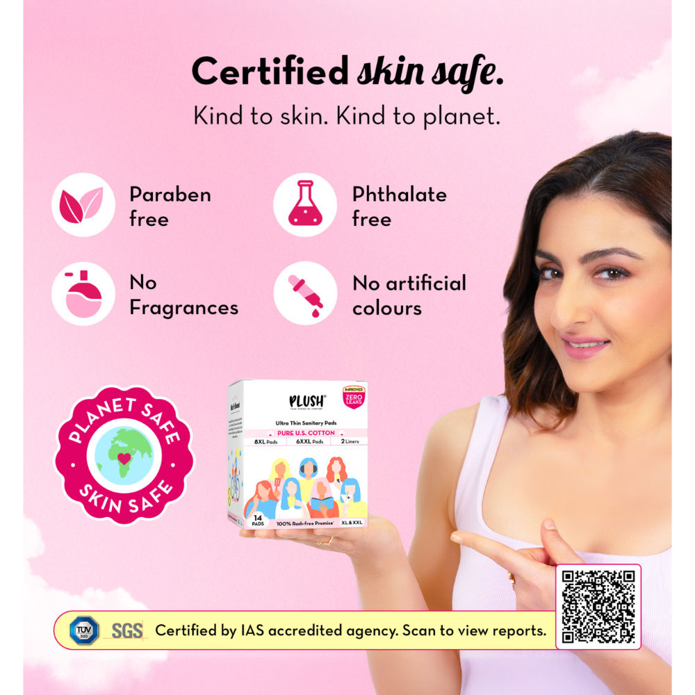 Sanitary Pads 100% Cotton Rash-Free - 4XL + 3XXL+ 2 Free Liners