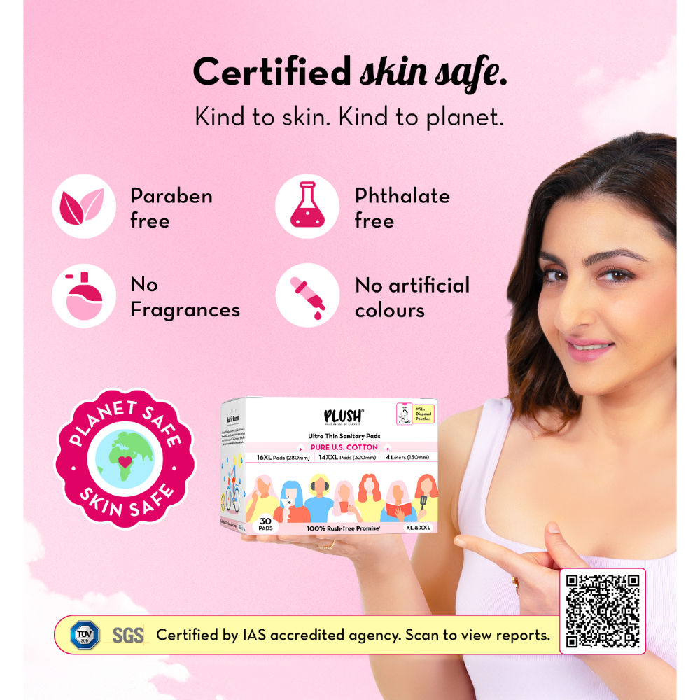 Sanitary Pads 100% Cotton Rash-Free - 16XL + 14XXL+ 4 Free Liners
