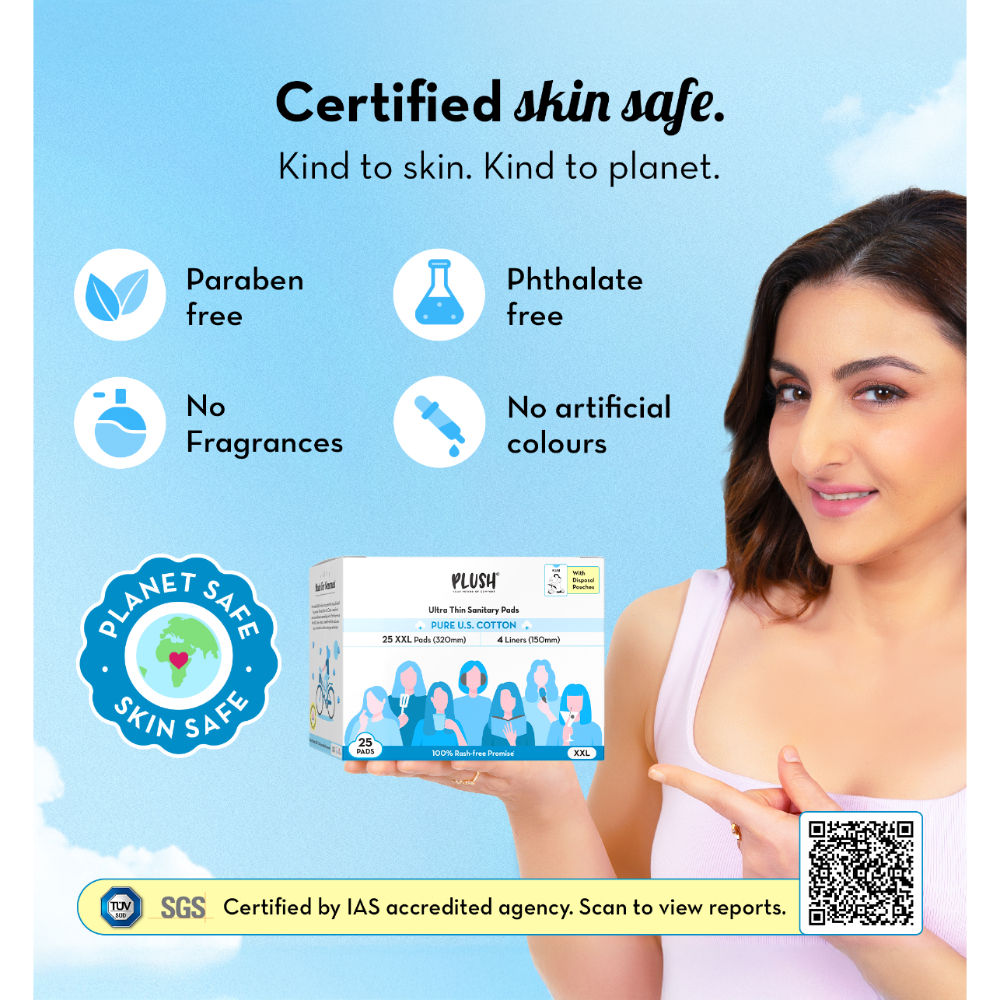 Sanitary Pads 100% Cotton Rash-Free - 25XXL + 4 Free Liners