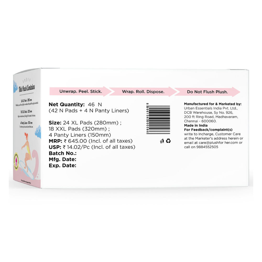 Sanitary Pads 100% Cotton Rash-Free - 24XL + 18XXL+ 4 Free Liners