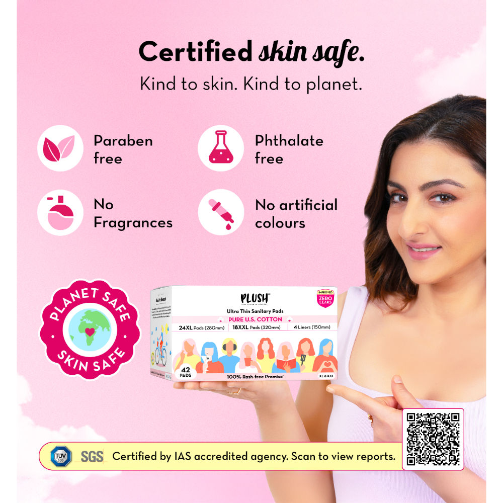 Sanitary Pads 100% Cotton Rash-Free - 24XL + 18XXL+ 4 Free Liners