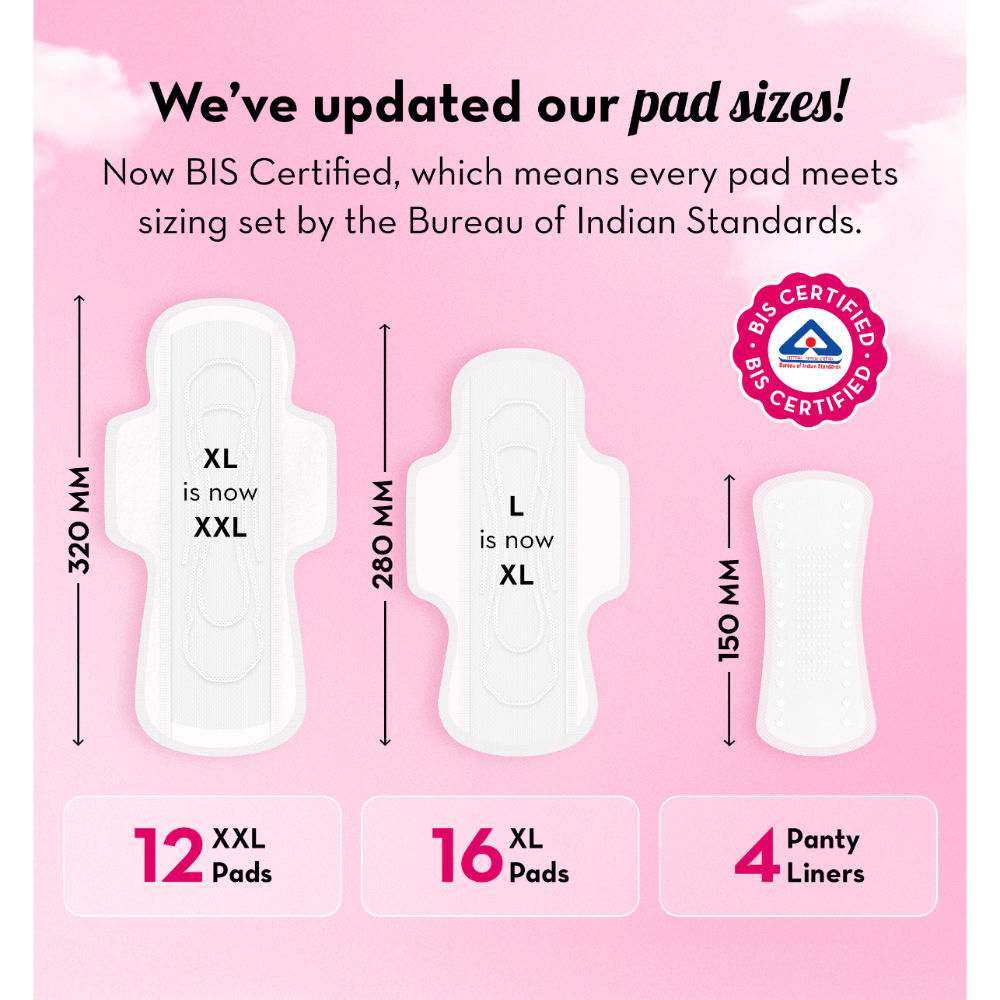 Sanitary Pads 100% Cotton Rash-Free | 16XL + 12XXL+ 4 Free Liners