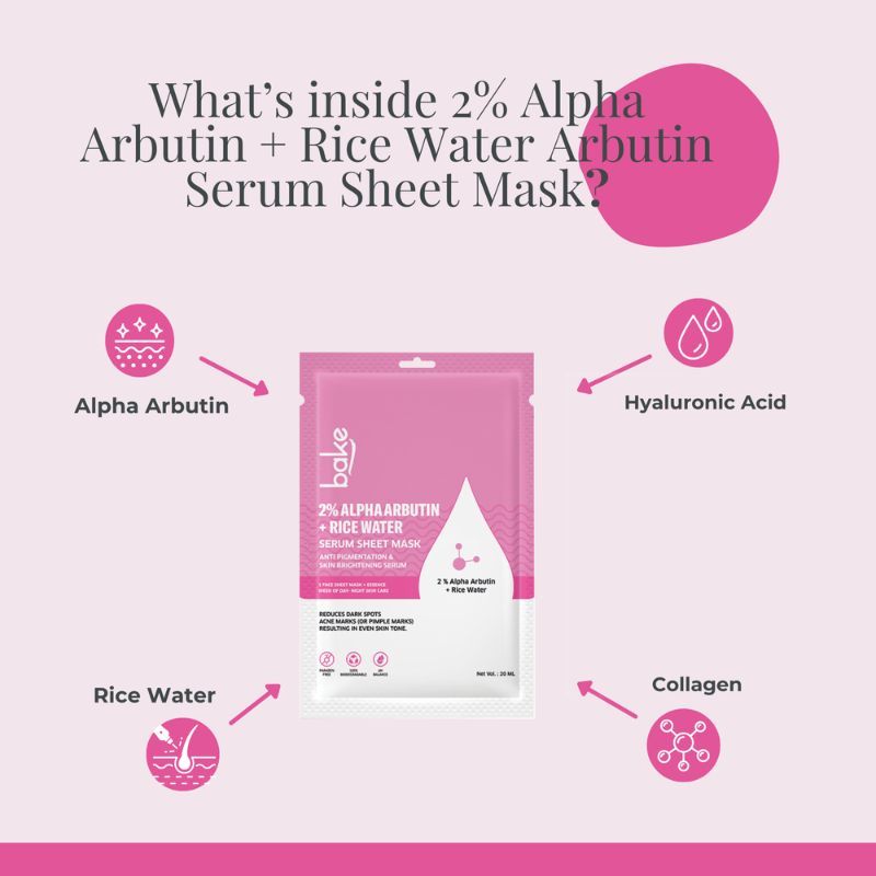 2% Alpha Arbutin Sheet Mask with Rice Water for Bright and Even Skin Tone
