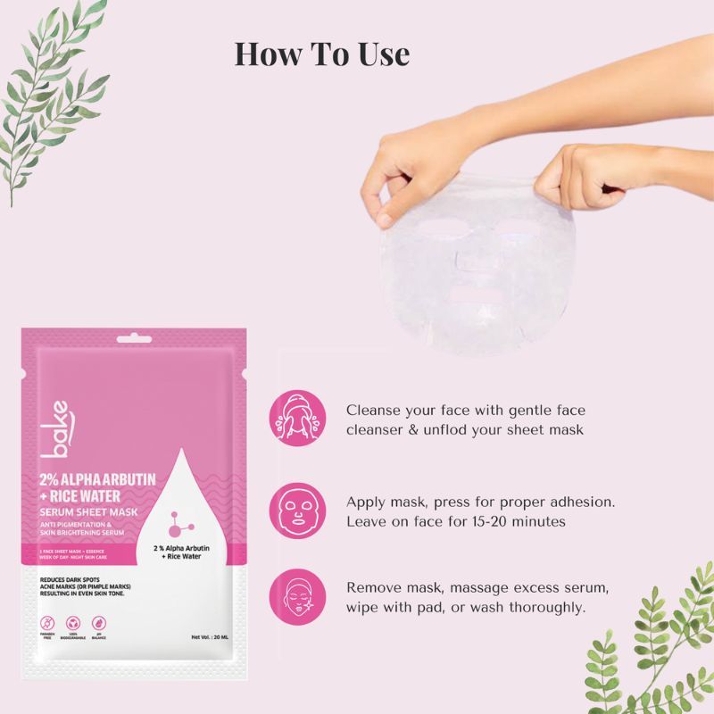 2% Alpha Arbutin Sheet Mask with Rice Water for Bright and Even Skin Tone