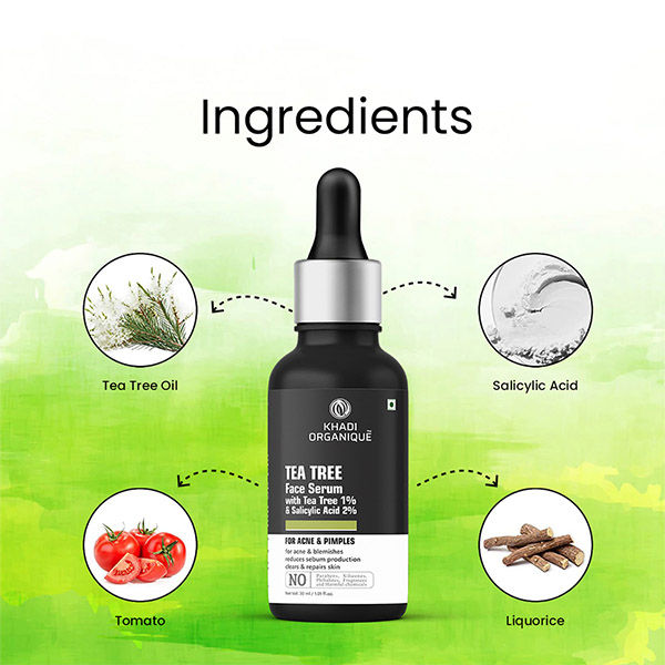 Tea Tree Face Serum With Tea Tree 1% + Salicylic Acid 2% For Acne & Blemishes