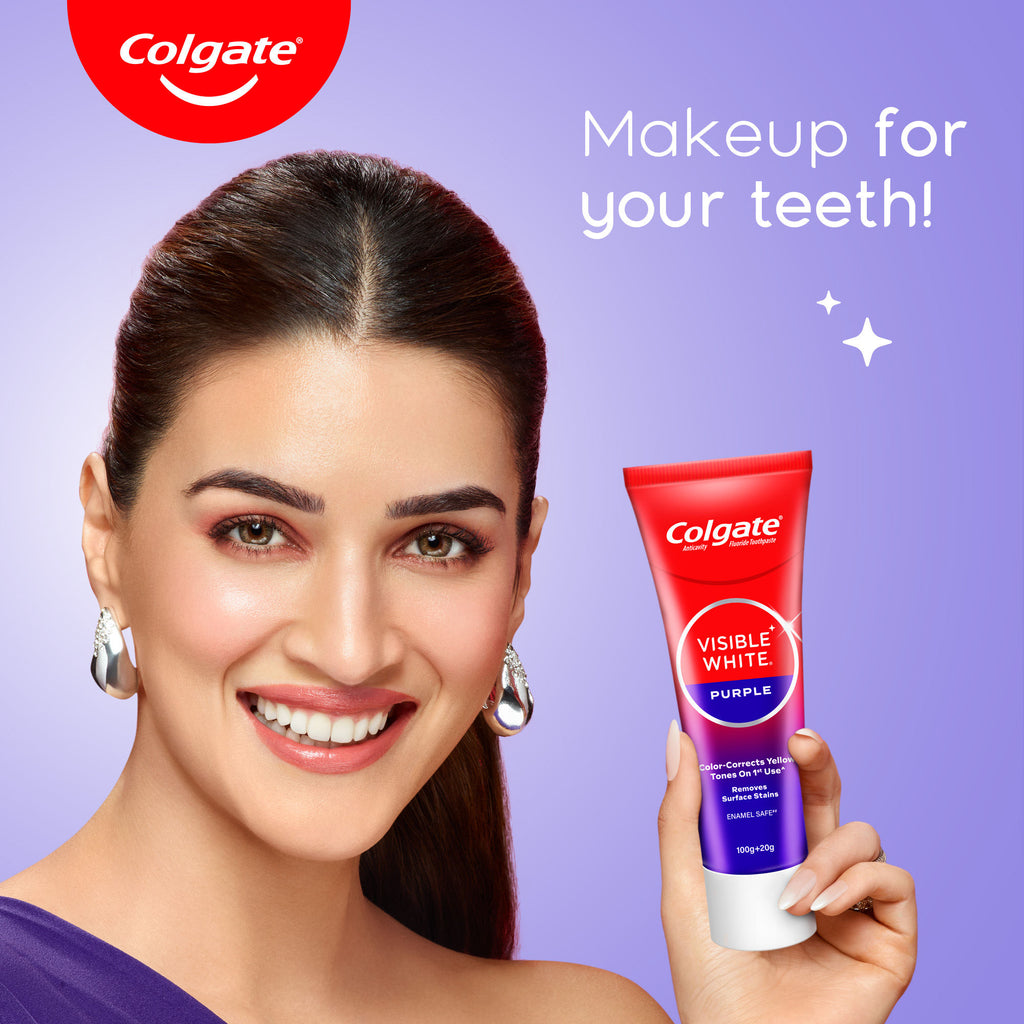 Visible White Purple Toothpaste for Color-Corrects Yellow Tones Saver Pack