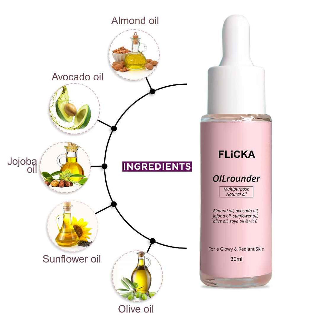 Oilrounder 2-In-1 Multipurpose Pre & Post Makeup Oil With Spf & Non Greasy For Glowing Skin