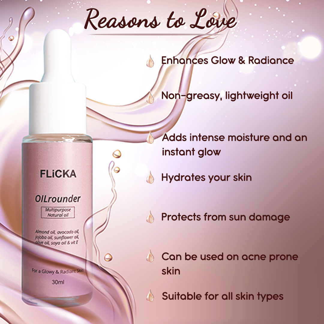 Oilrounder 2-In-1 Multipurpose Pre & Post Makeup Oil With Spf & Non Greasy For Glowing Skin