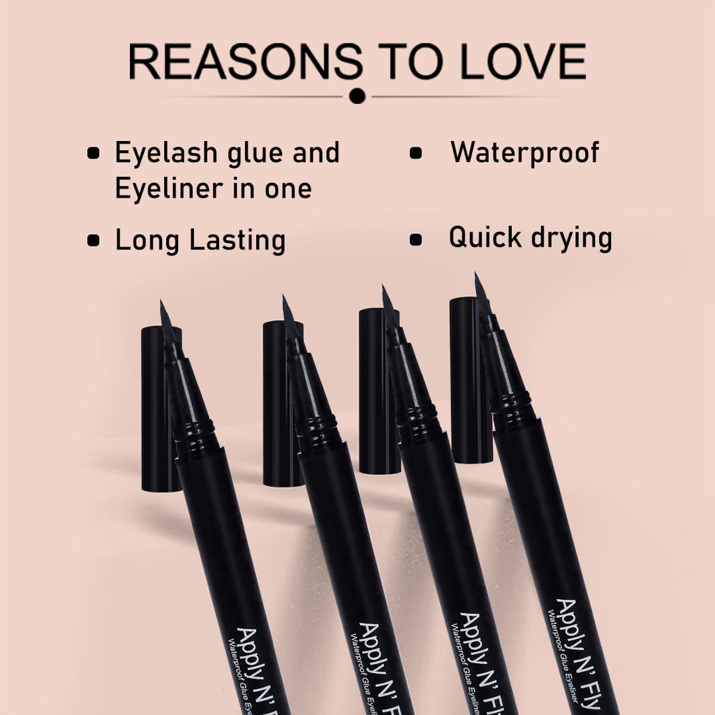 Apply N' Fly 2-in-1 Liquid Pen Glue & Eyeliner Long Lasting Intense Pigment - Black