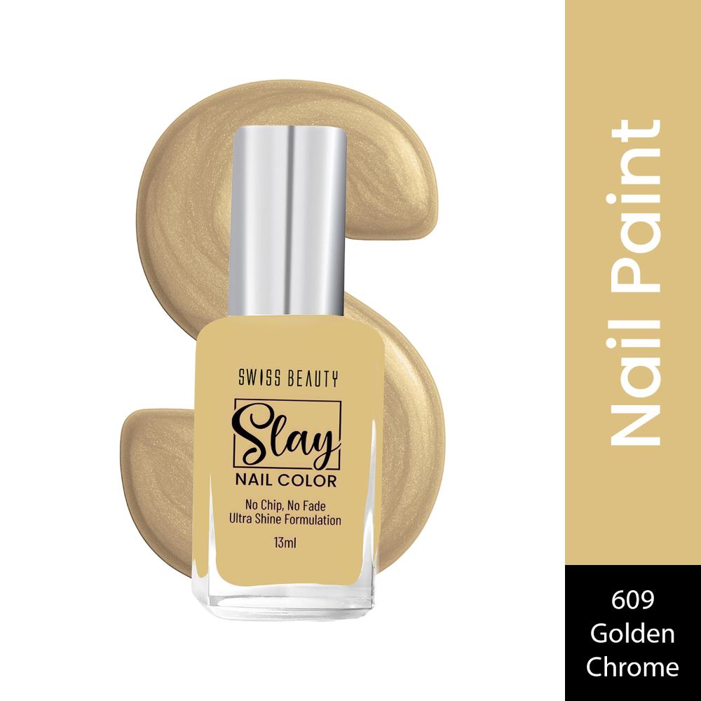 Slay Nail Color With Ultra Shine Formulation - 609 Golden Chrome