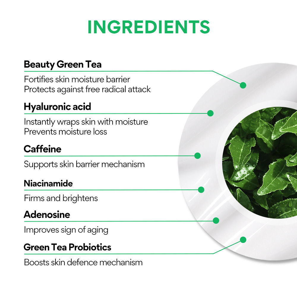 Green Tea Hyaluronic Acid Under Eye And Face Serum For Reducing Puffiness