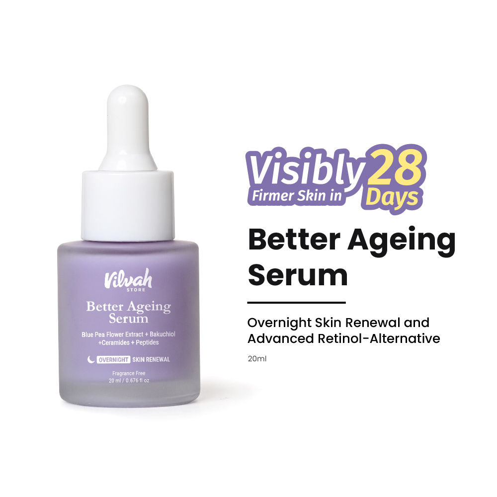 Better Ageing Overnight Serum with BluePea Flower Extract, Bakuchiol, Ceramides & Peptides