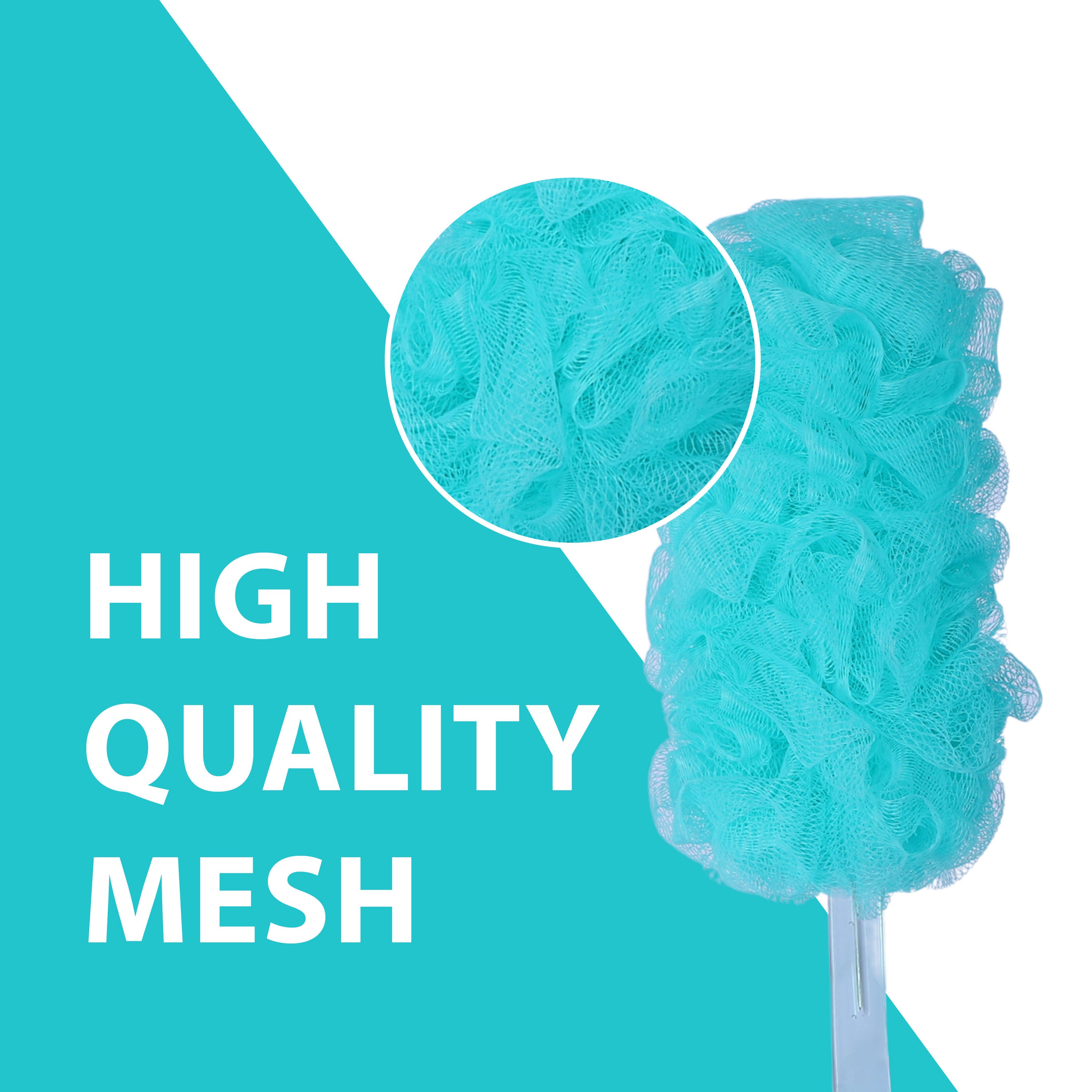 Bath Brush with Long Handle & Soft Nylon Mesh - Green