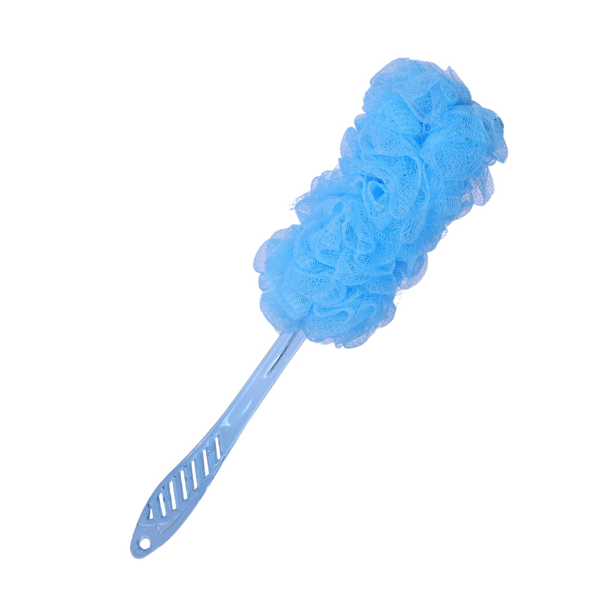 Bath Brush with Long Handle & Soft Nylon Mesh - Blue