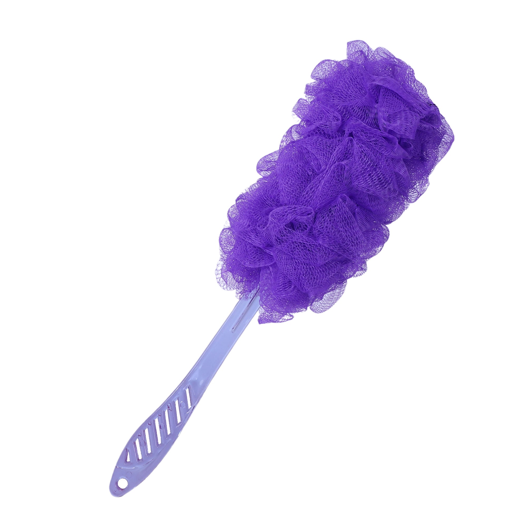 Bath Brush with Long Handle & Soft Nylon Mesh - Purple
