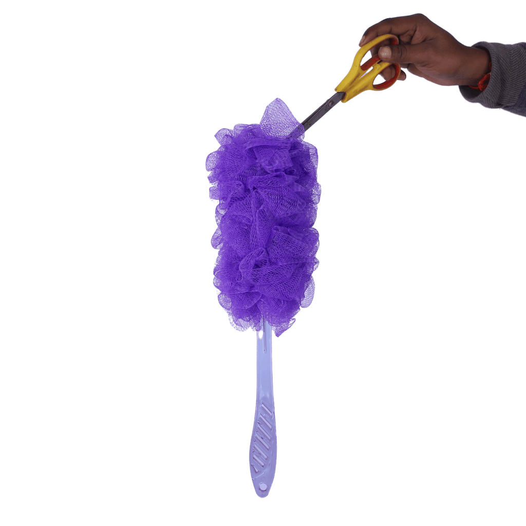 Bath Brush with Long Handle & Soft Nylon Mesh - Purple