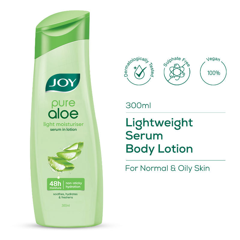 Pure Aloe Vera Body Lotion, Lightweight 48hr Moisturization for Normal & Oily Winter Skin - 300ml