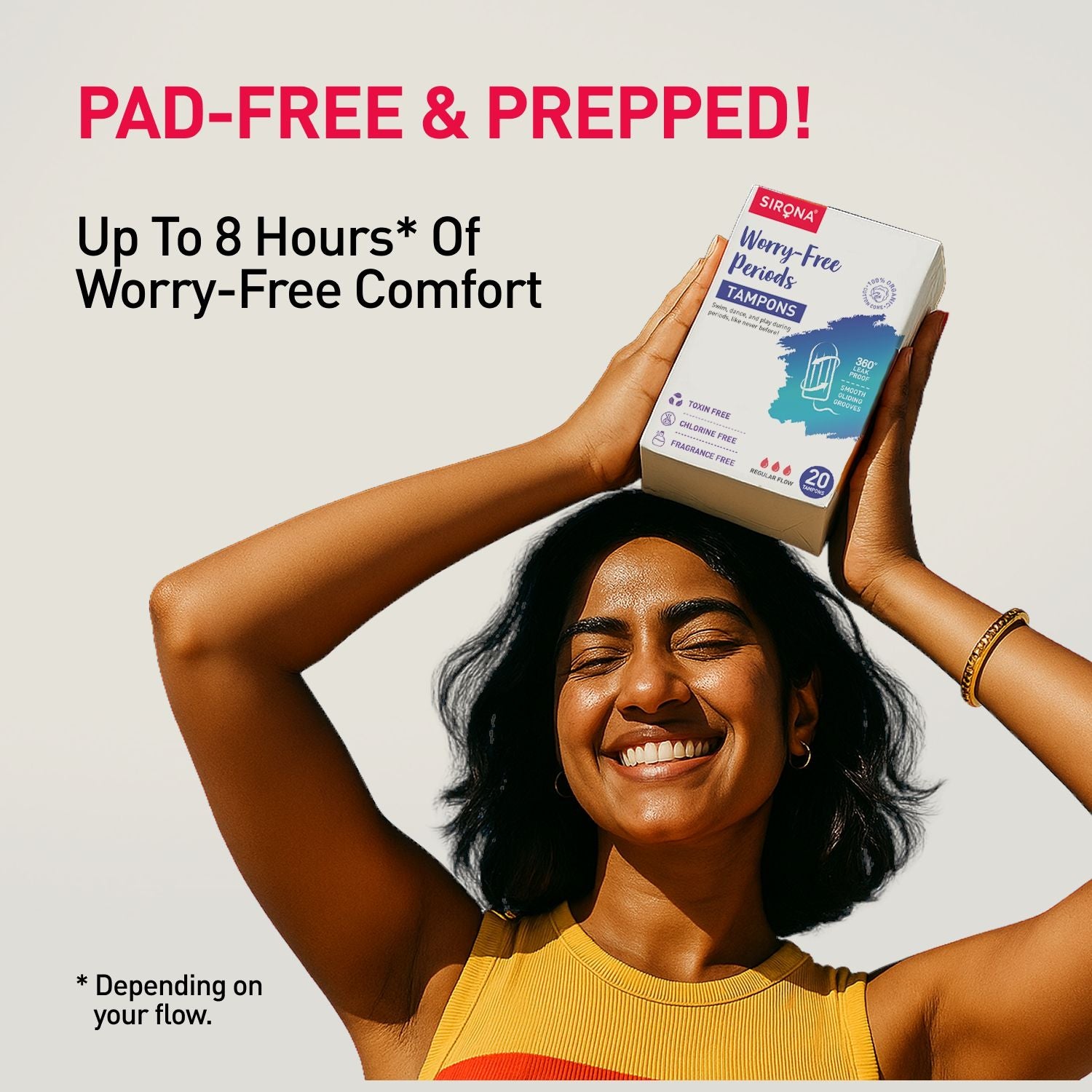Fda Approved Tampons for Regular Flow, High Absorption Biodegradable Tampons, 360° Leakproof