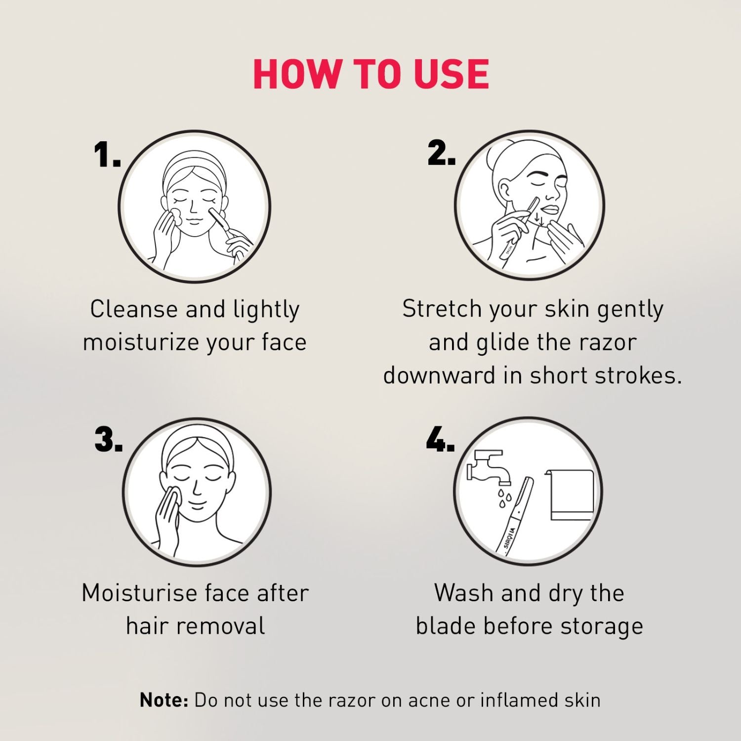 Blink and Glow Reusable Face & Eyebrow Razors for Women, Instant & Painless Hair Removal
