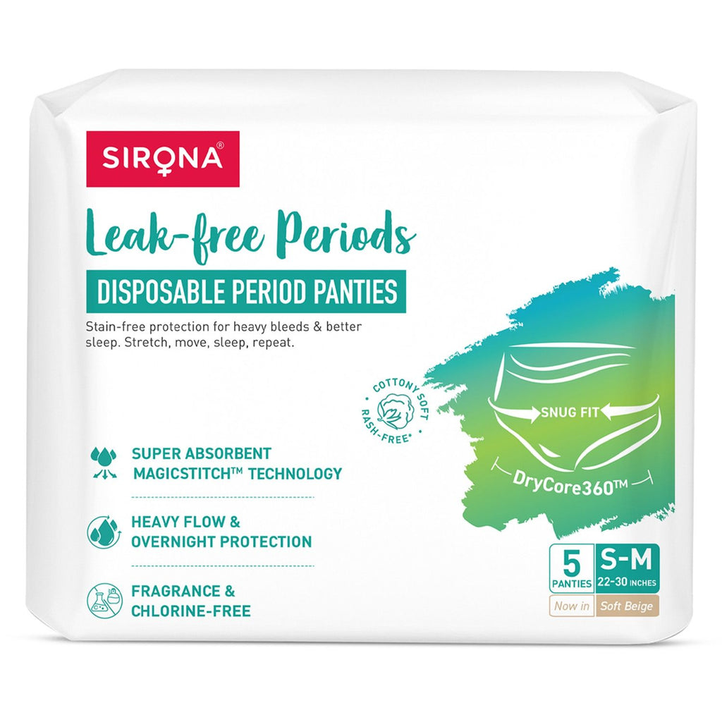 Disposable Period Panties, S-M (22-30 inch) 360° Coverage, Leakage Protection for Heavy Flow