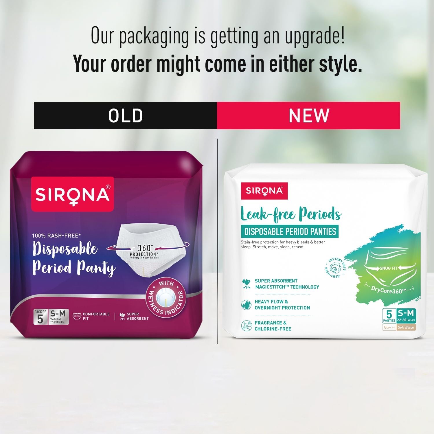 Disposable Period Panties, S-M (22-30 inch) 360° Coverage, Leakage Protection for Heavy Flow