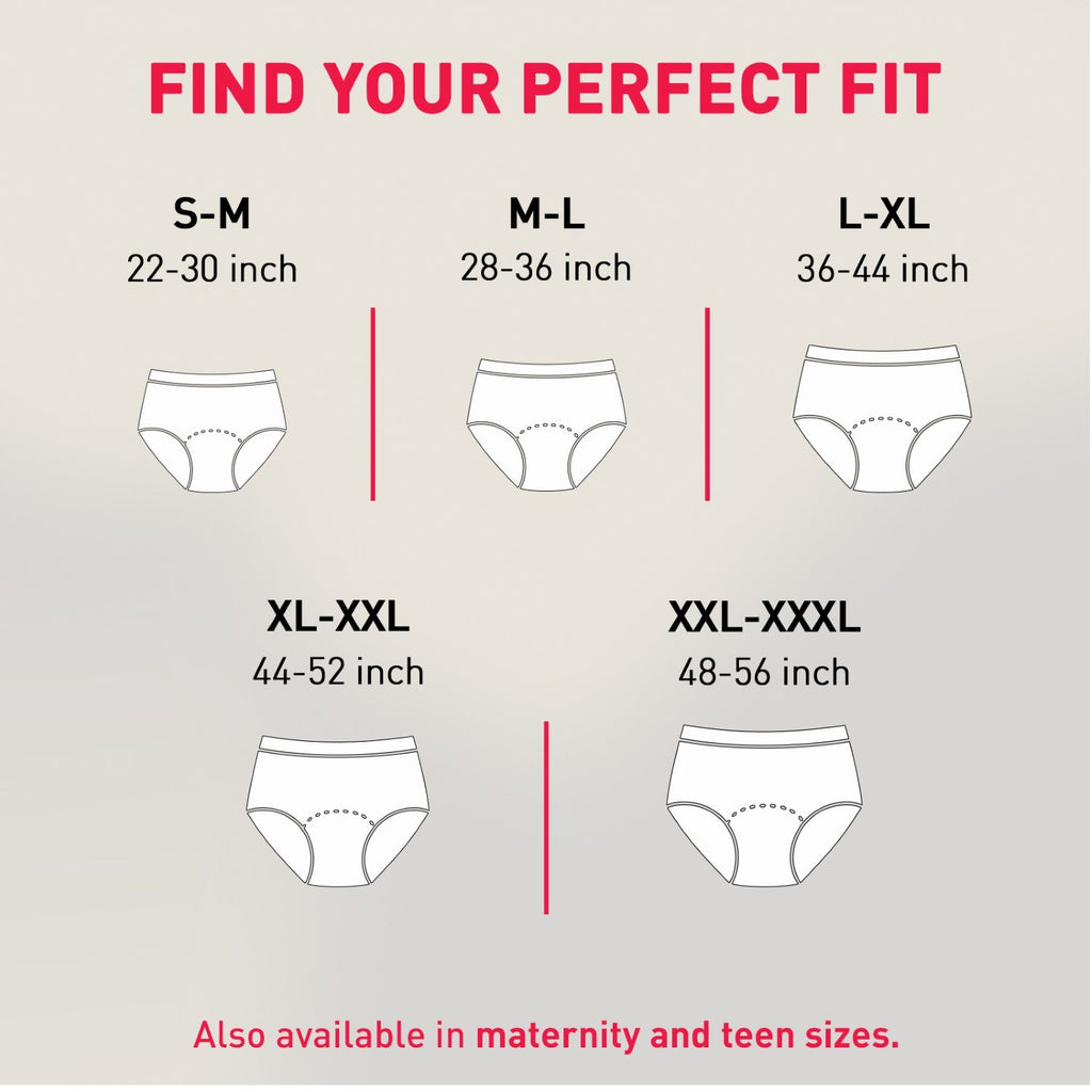 Disposable Period Panties, L-XL (36-44 inch) 360° Coverage, Leakage Protection for Heavy Flow