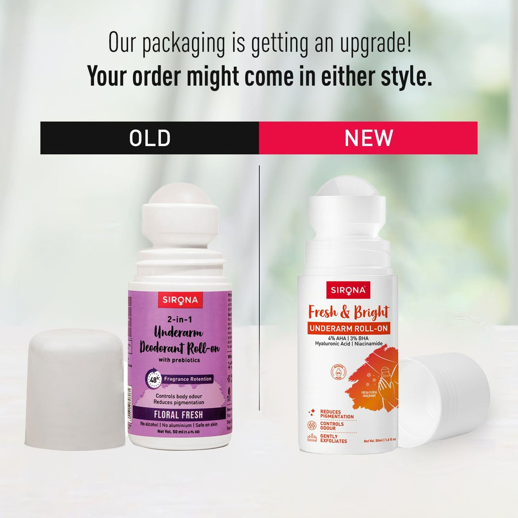 5% AHA, 3% BHA Underarm Roll-On, Treats Pigmentation & Odour - Hyaluronic Acid & Niacinamide