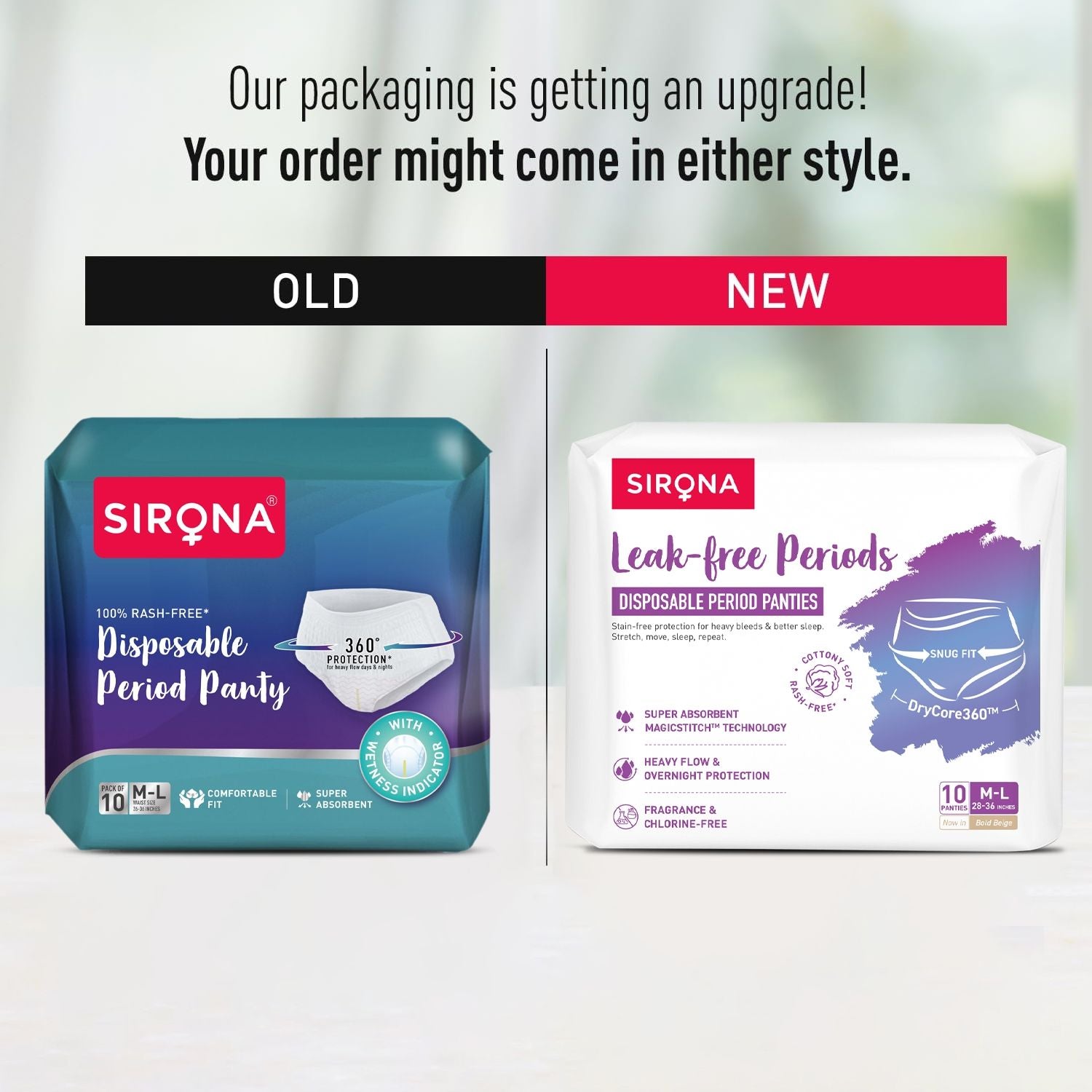 Disposable Period Panties, M-L (28-36 inch) 360° Coverage, Leakage Protection for Heavy Flow