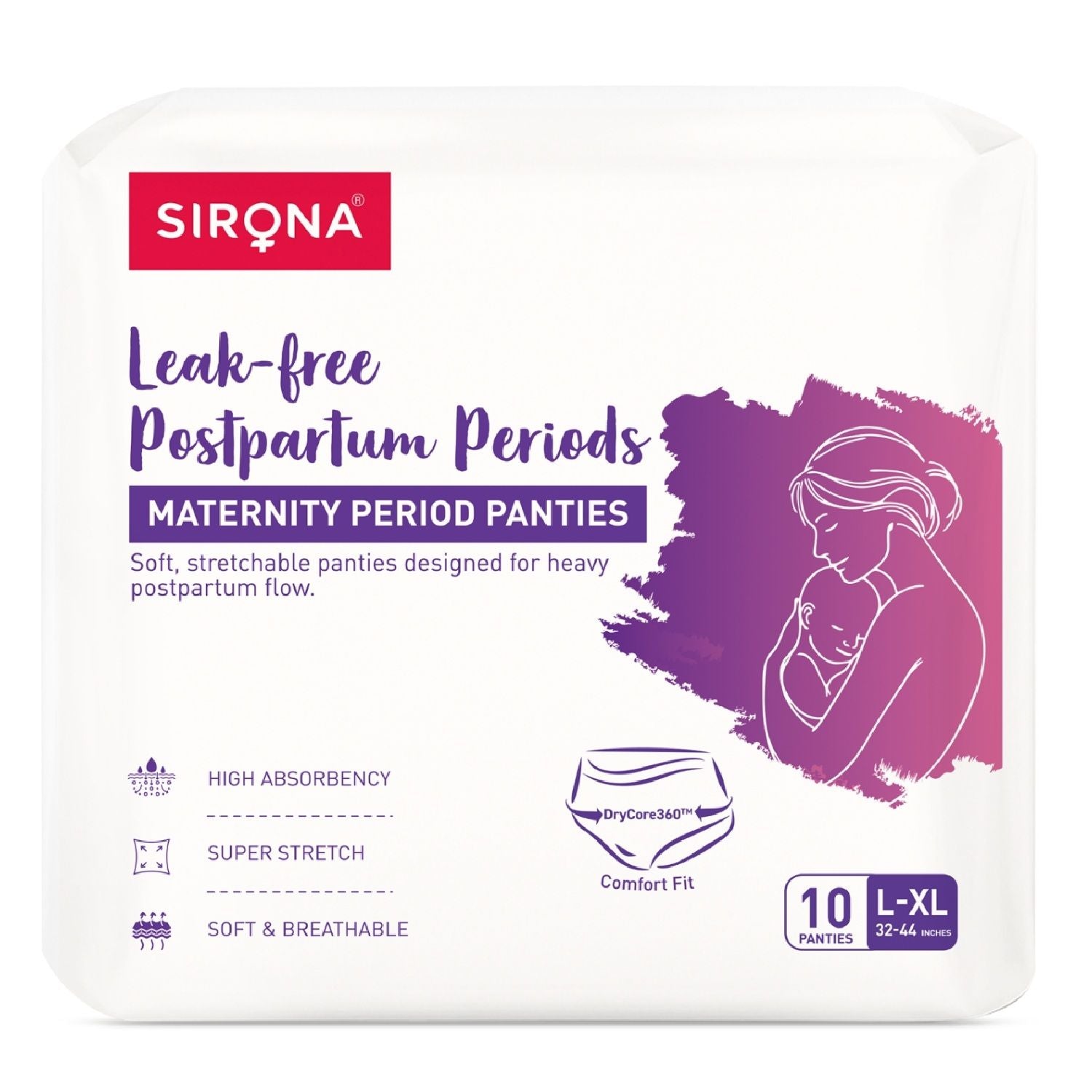 Maternity Panties L-XL (32-44 Inch) For Postpartum Flow, Leak Free, Super Absorbent