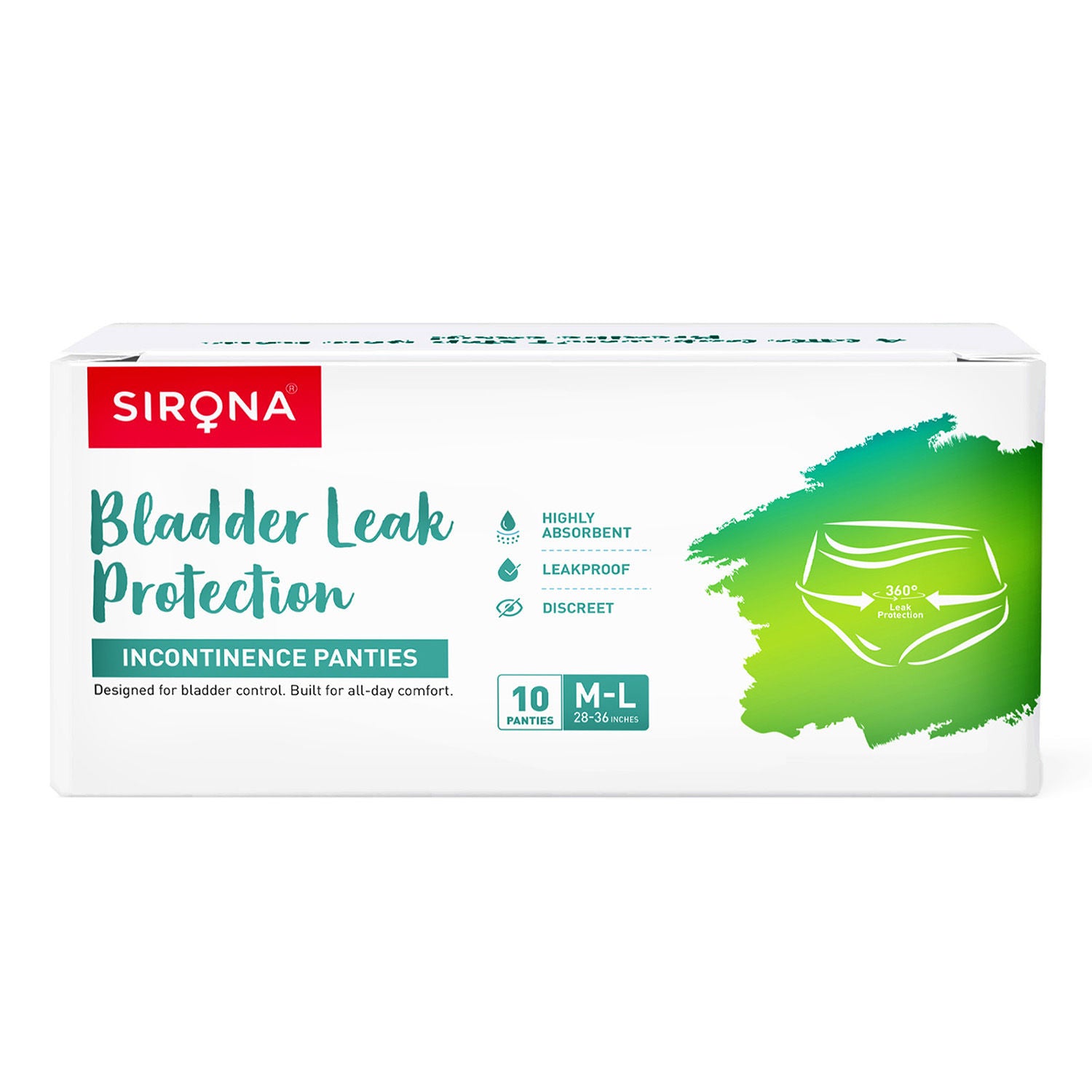 Incontinence Panties, M-L (28-26 in.) Bladder Leak Protection, 360° Coverage, Comfortable Fit