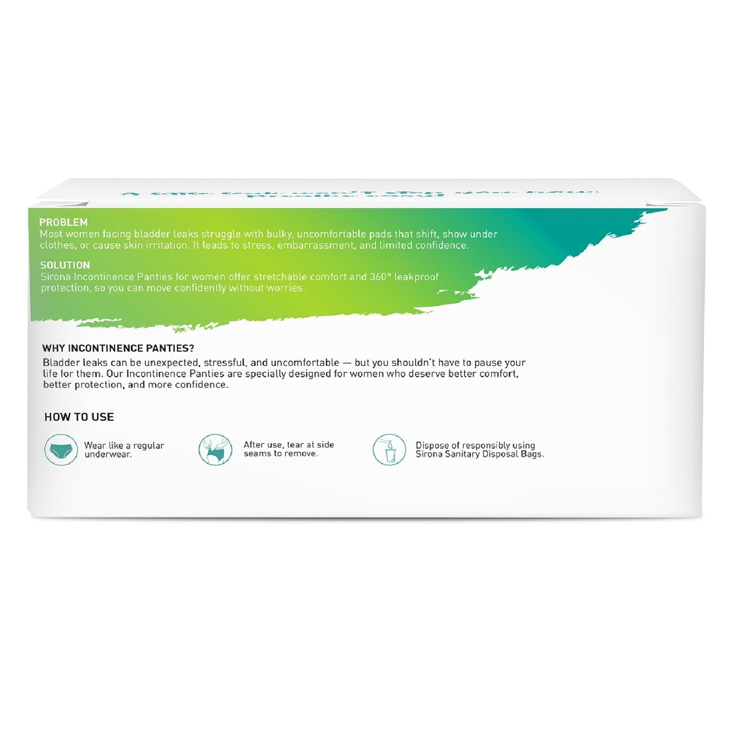 Incontinence Panties, M-L (28-26 in.) Bladder Leak Protection, 360° Coverage, Comfortable Fit