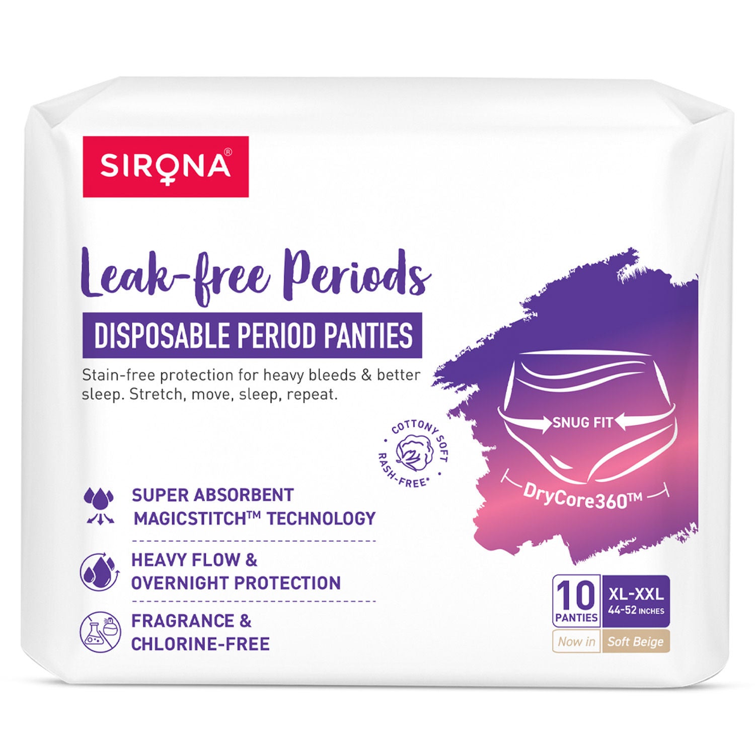 Disposable Period Panties, XL-2XL (44-52 in) 360° Coverage, Leakage Protection for Heavy Flow