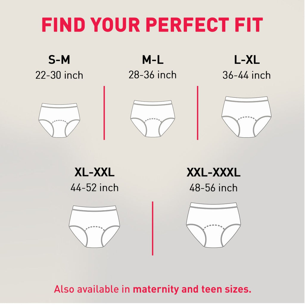Disposable Period Panties 2XL-3XL (48-56 in) 360° Coverage, Leakage Protection for Heavy Flow