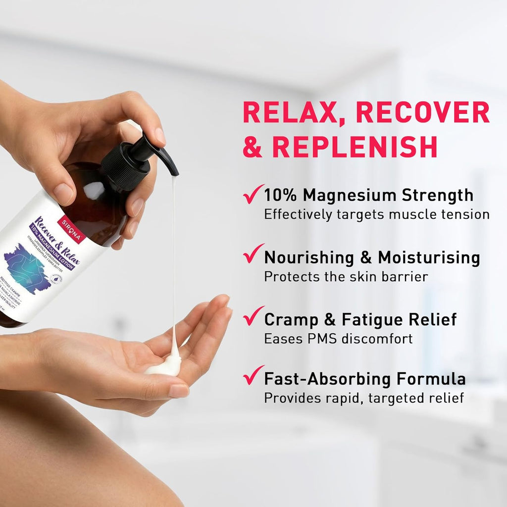 10% Magnesium Body Lotion (300 ml), For Muscle Relaxation, Cramps Relief & Better Sleep