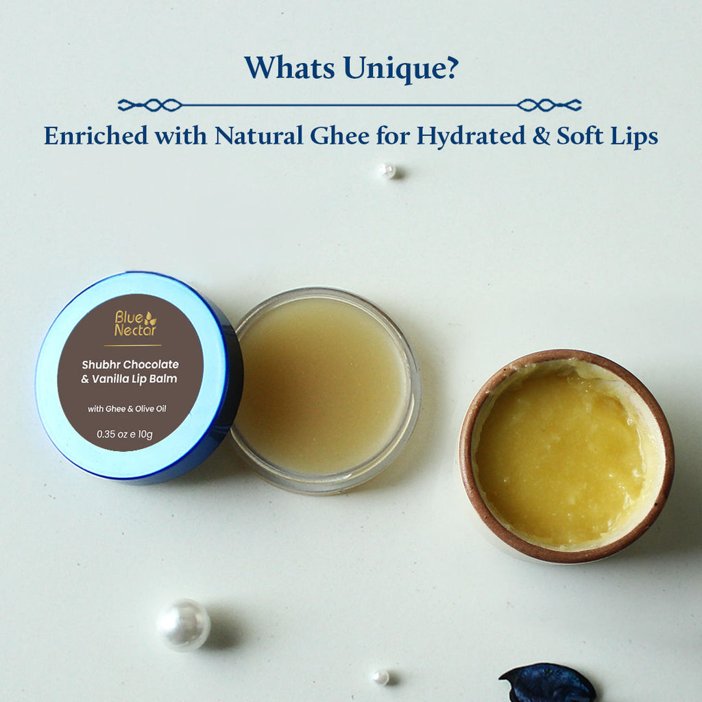 Chocolate & Vanilla Hydrating Lip Balm with Ghee for Dry Chapped Lips