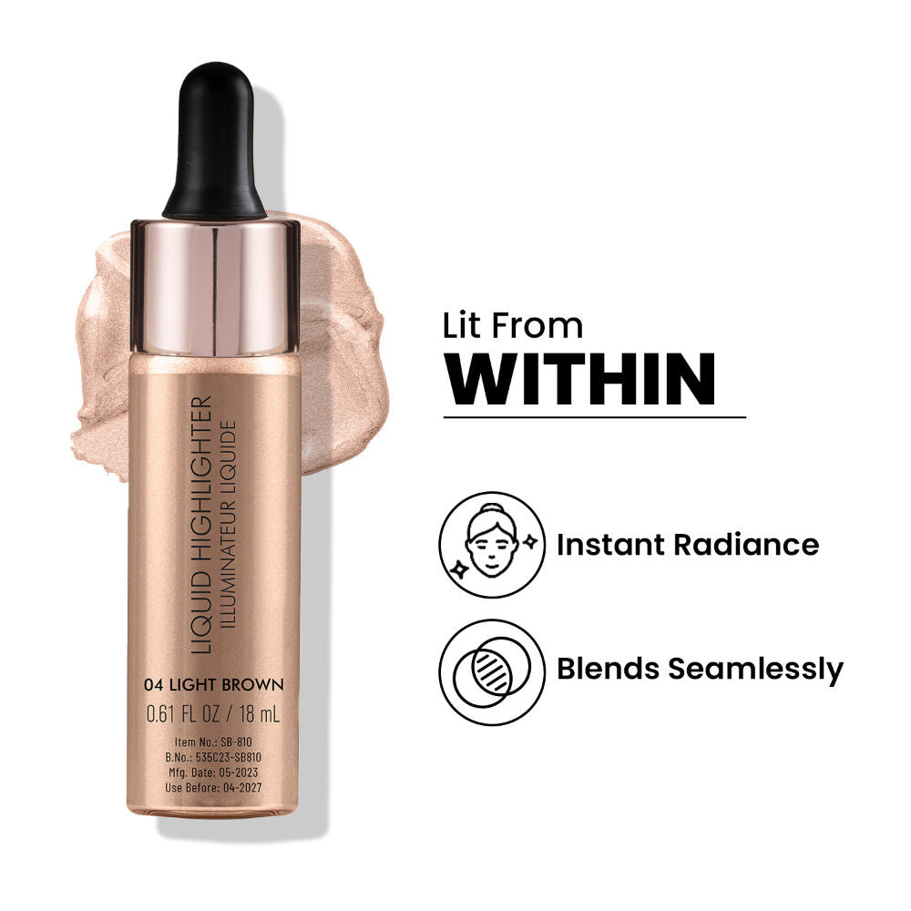 Drop and Glow Liquid Highlighter , Shimmer Shine , Dewy Finish - 04 Light Brown