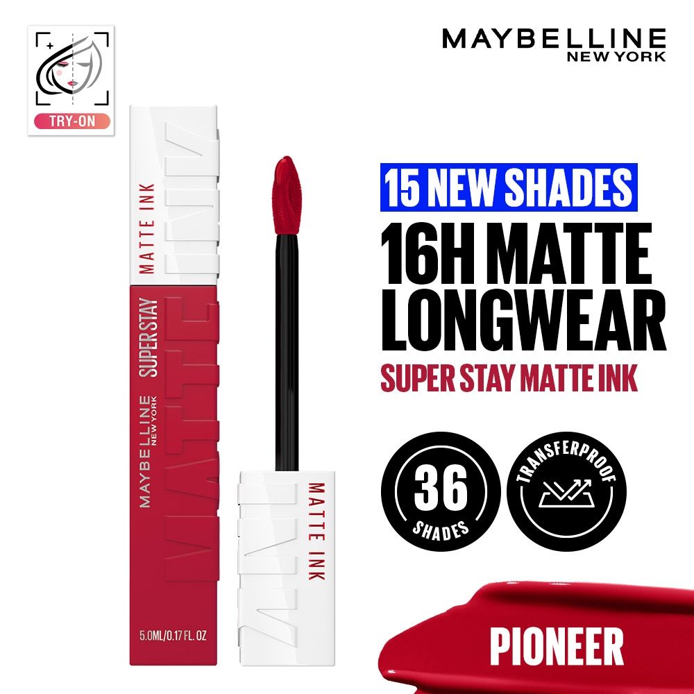 Super Stay Matte Ink Liquid Lipstick, Lasts Up to 16 Hours - 15 Lover - 20 Pioneer